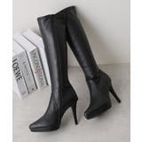 【25年秋冬再販】ポインテッドトゥ プラットフォーム ストレッチ ロングブーツ | DEMETER | 詳細画像25 