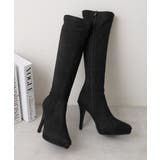 【25年秋冬再販】ポインテッドトゥ プラットフォーム ストレッチ ロングブーツ | DEMETER | 詳細画像31 