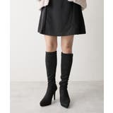 【25年秋冬再販】ポインテッドトゥ プラットフォーム ストレッチ ロングブーツ | DEMETER | 詳細画像33 