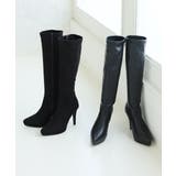 【25年秋冬再販】ポインテッドトゥ プラットフォーム ストレッチ ロングブーツ | DEMETER | 詳細画像38 