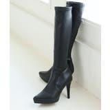 【25年秋冬再販】ポインテッドトゥ プラットフォーム ストレッチ ロングブーツ | DEMETER | 詳細画像39 