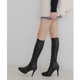 【25年秋冬再販】ポインテッドトゥ プラットフォーム ストレッチ ロングブーツ | DEMETER | 詳細画像46 