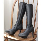 【25年秋冬再販】ポインテッドトゥ プラットフォーム ストレッチ ロングブーツ | DEMETER | 詳細画像58 