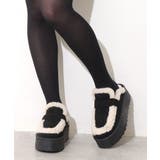 ブラック | 【25年秋冬新作】厚底 プラットフォーム スリッポン ボアサンダル | DEMETER