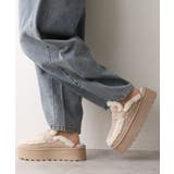 ライトベージュ | 【25年秋冬新作】厚底 プラットフォーム スリッポン ボアサンダル | DEMETER