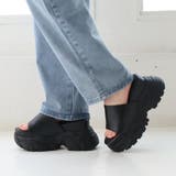 ブラック | 【24年春夏新作】厚底 2段ボリュームソール スポーツMIX ミュールサンダル | DEMETER