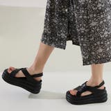 ブラック | 【24年春夏新作】厚底 3段ソール バックバンド クロスベルトサンダル | DEMETER