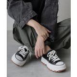 ブラック | 【24年春夏新作】厚底 ボリュームソール レースアップ ローカットスニーカー | DEMETER