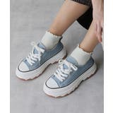 サックス | 【24年春夏新作】厚底 ボリュームソール レースアップ ローカットスニーカー | DEMETER