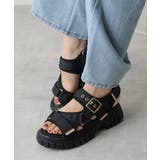 ブラック | 【25年春夏新作】厚底 トラックソール ベルクロ スポーツサンダル | DEMETER