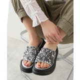 シルバー | 【25年春夏新作】厚底 ダブルソール スパンコール スライドサンダル | DEMETER