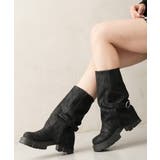 ブラック | 【25年秋冬新作】厚底 ボリュームソール ミドル カバーブーツ | DEMETER