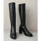 【25年秋冬新作】チャンキーヒール プレーン ストレッチロングブーツ | DEMETER | 詳細画像4 