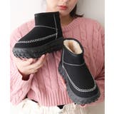 ブラック | 【25年秋冬新作】厚底 凹凸ソール ボリュームファー ショート ムートンブーツ | DEMETER