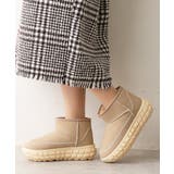 ベージュ | 【25年秋冬新作】厚底 凹凸ソール ボリュームファー ショート ムートンブーツ | DEMETER