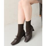 【25年秋冬新作】スクエアトゥ リボン ニットドッキング ショートブーツ | DEMETER | 詳細画像15