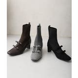 【25年秋冬新作】スクエアトゥ リボン ニットドッキング ショートブーツ | DEMETER | 詳細画像3