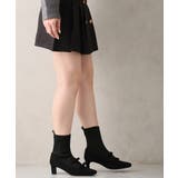 【25年秋冬新作】スクエアトゥ リボン ニットドッキング ショートブーツ | DEMETER | 詳細画像9