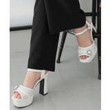 ホワイト | 【26年春夏新作】厚底 ビジューバックル アンクルストラップ サンダル | DEMETER