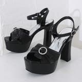 厚底 太ヒール ビジューバックル アンクルストラップ サンダル | DEMETER | 詳細画像3 