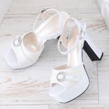 厚底 太ヒール ビジューバックル アンクルストラップ サンダル | DEMETER | 詳細画像9 