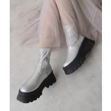 シルバー | 【24年秋冬新作】厚底 トラックソール ストレッチ ショートブーツ | DEMETER