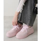 ピンク | 【25年春夏再販】軽量 厚底ソール ベーシック コートスニーカー | DEMETER