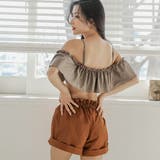 ショートパンツ付きオフォショルダービキニ 3点セット水着 ママ | レースレディース | 詳細画像17