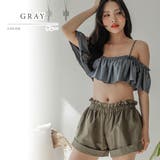 ショートパンツ付きオフォショルダービキニ 3点セット水着 ママ | レースレディース | 詳細画像3