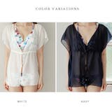 カバーアップ付 バックレースアップデザイン 花柄ビキニ | レースレディース | 詳細画像2