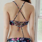 カバーアップ付 バックレースアップデザイン 花柄ビキニ | レースレディース | 詳細画像5