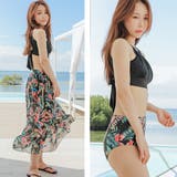 花柄スカート付き ハイウエストショーツ ビキニ水着3点セット | レースレディース | 詳細画像5