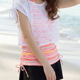 レースカバーアップ付 ボーダータンキニ 水着4点セット | レースレディース | 詳細画像10