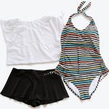 レースカバーアップ付 ボーダータンキニ 水着4点セット | レースレディース | 詳細画像19