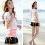 レースカバーアップ付 ボーダータンキニ 水着4点セット | レースレディース | 詳細画像9