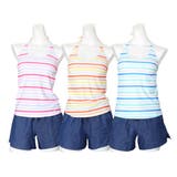 カバーアップ付 ボーダータンキニ 水着4点セット | レースレディース | 詳細画像18