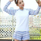 プリント長袖ラッシュガード ショートパンツ上下 3点セット水着 | レースレディース | 詳細画像11