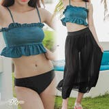 シースルースカート付き ビキニ 水着3点セット | レースレディース  | 詳細画像13 