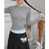 チェリー柄 ラインストーン レイヤード風 | レースレディース | 詳細画像2