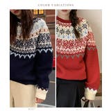 クルーネック ノルディック柄 長袖 | レースレディース  | 詳細画像2 
