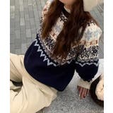 クルーネック ノルディック柄 長袖 | レースレディース  | 詳細画像7 