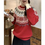 クルーネック ノルディック柄 長袖 | レースレディース  | 詳細画像9 