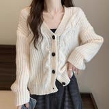 ローゲージ ケーブル柄 Vネック | レースレディース  | 詳細画像1 