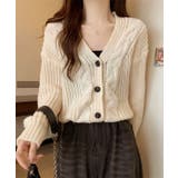 ローゲージ ケーブル柄 Vネック | レースレディース  | 詳細画像6 