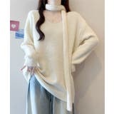 ストール付き ソリッドカラー Vネック | レースレディース  | 詳細画像11 