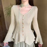 Vネック レース編み チョーカー付き | レースレディース  | 詳細画像1 