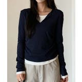 スキッパーネック レイヤード風 サイドギャザー | レースレディース  | 詳細画像6 