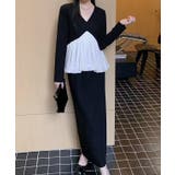 配色 Vネック ギャザー | レースレディース | 詳細画像3