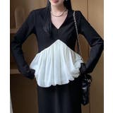 配色 Vネック ギャザー | レースレディース | 詳細画像4