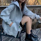 オーバーサイズ フード付き ジップアップ | レースレディース  | 詳細画像1 